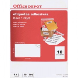 ETIQUETAS LASER INKJET 5.1X10.1 OFFICE DEPOT