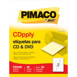 ETIQUETAS LASER INKJET CD/DVD PIMACO CON 25 PIEZAS