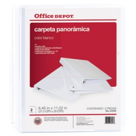 CARPETA OFFICE DEPOT PANORAMICA BLANCA CON 2 - Envío Gratuito